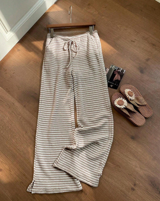 High Waist Striped Casual Pants