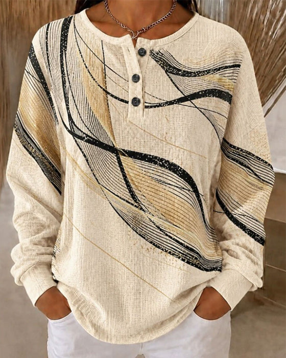 Wave Line Print Sweatshirt