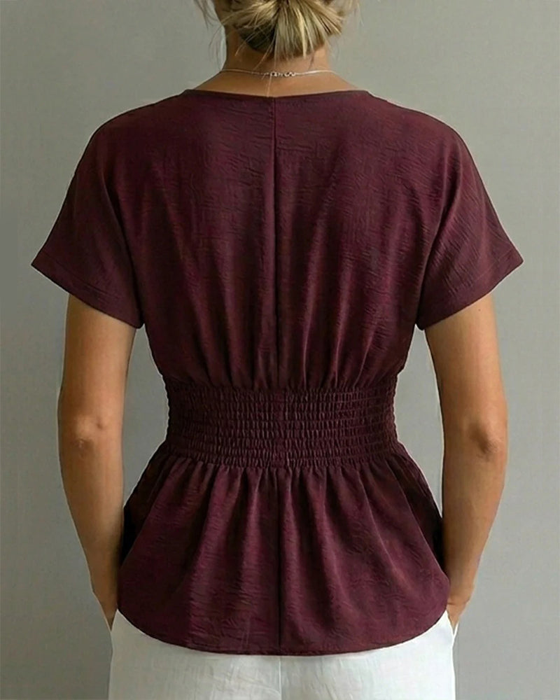 V-Neck Fitted Blouse