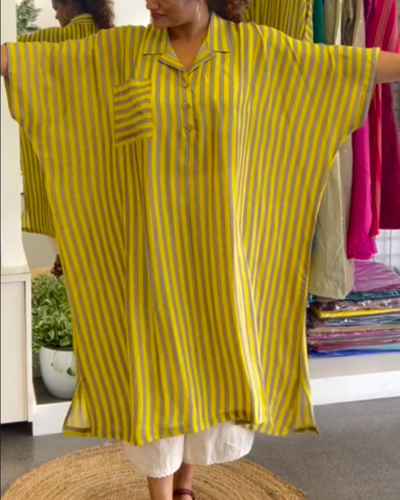 Lapel Loose Striped Shirt Dress