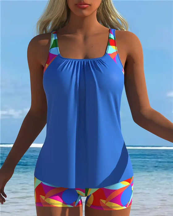 Strapless Printed Boxer Swimsuit
