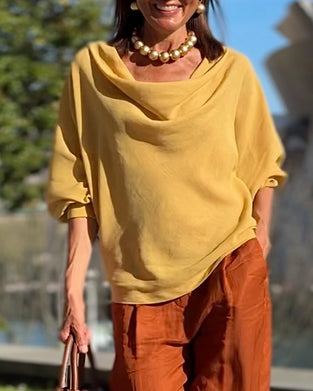 Draped Neck Loose Blouse