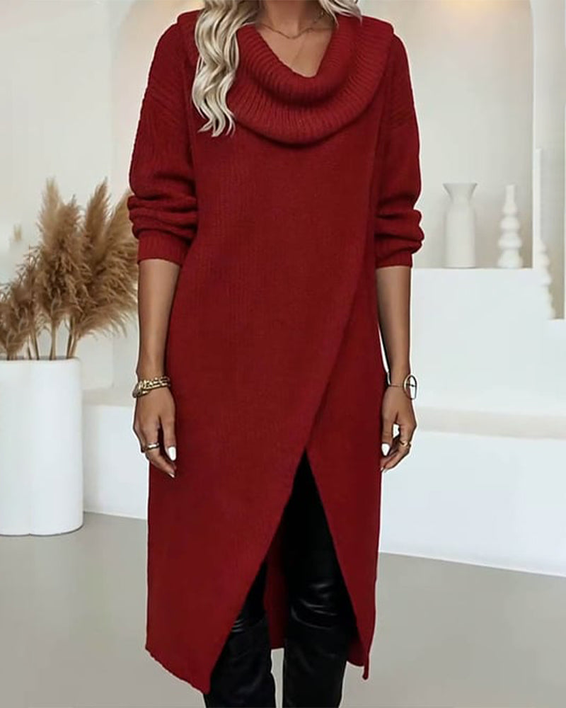 Irregular Slit Hem Jumper