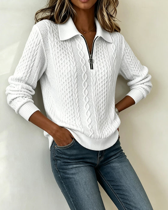 Lapel Long Sleeve Sweatshirt