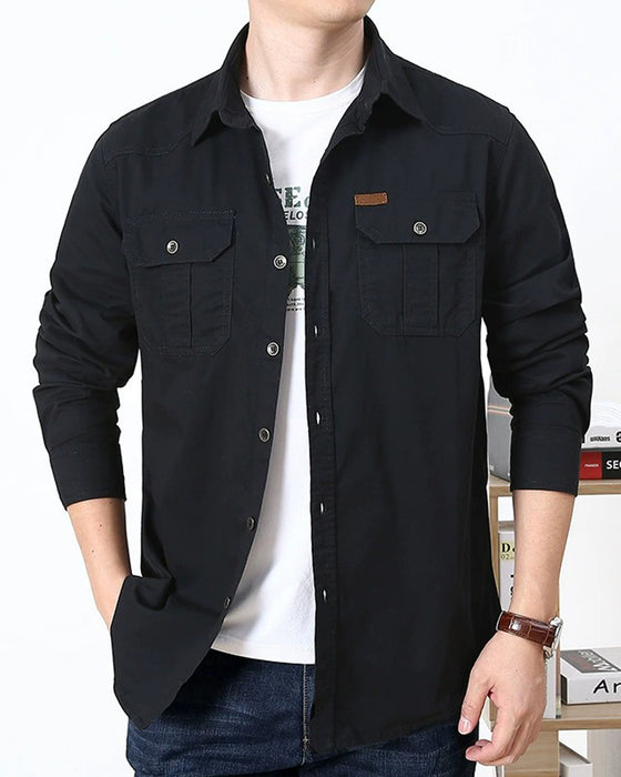 Men's Workwear Pocket Solid Color Shirt