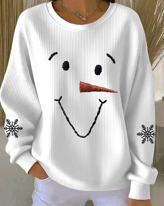 Snowman Printed Round-Neck Sweatshirt