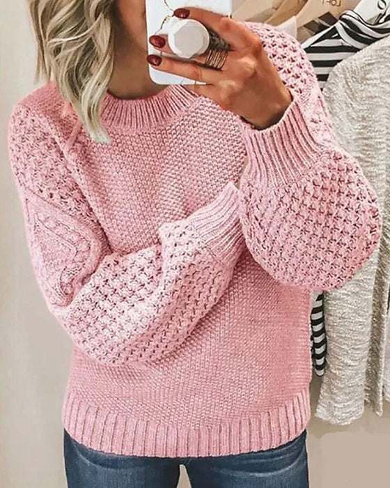 Versatile Solid Color Knit Pullover