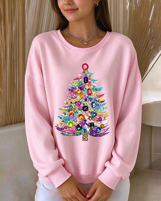 Crew Neck Pullover Christmas Tree Top