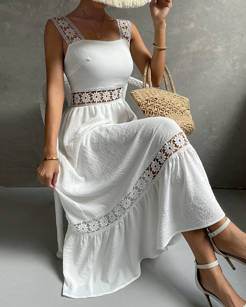 Lace Trim Hollow Out Cami Dress