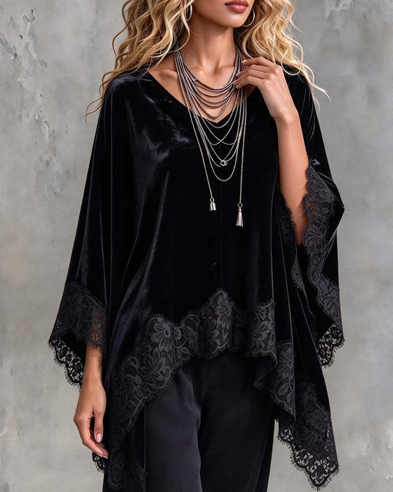 Bell Sleeve Lace Cape Top