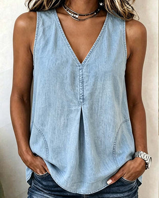 V-Neck Denim Tank Top