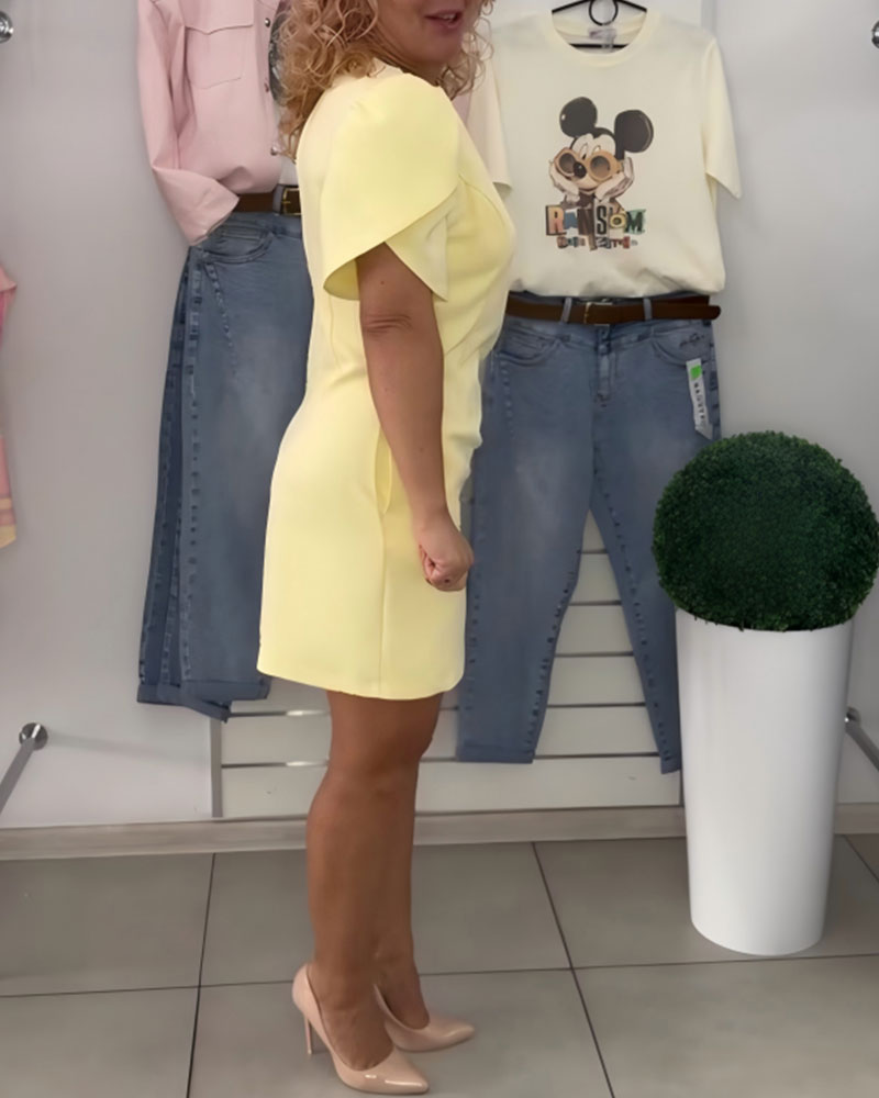 Puff Sleeve Cinched Waist Elegant Dress