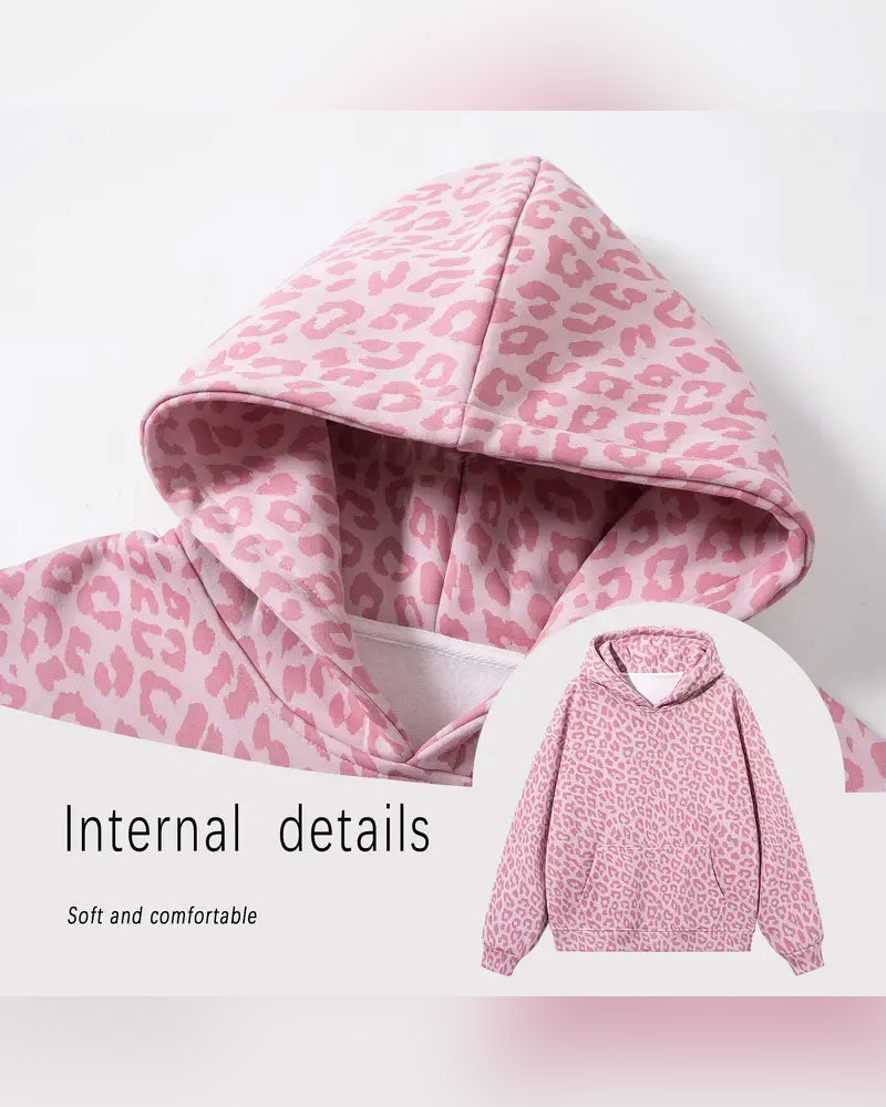 Hooded Leopard Pocket Loose Hoodie
