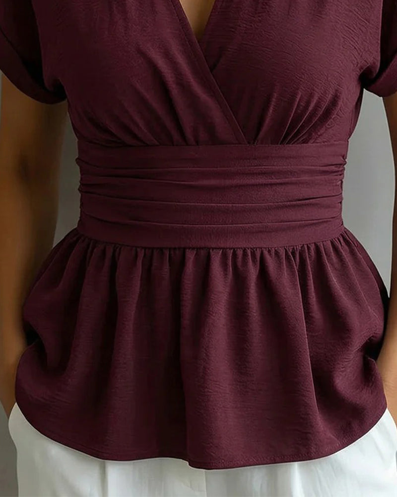 V-Neck Fitted Blouse