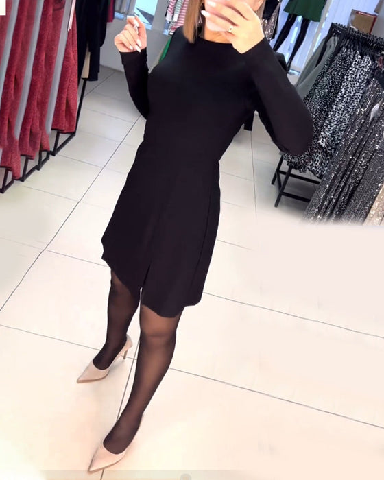Slit long-sleeve dress
