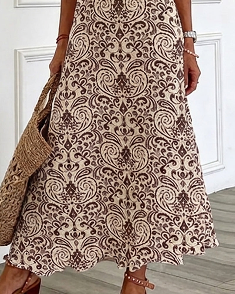 Vintage Floral V-Neck Maxi Dress