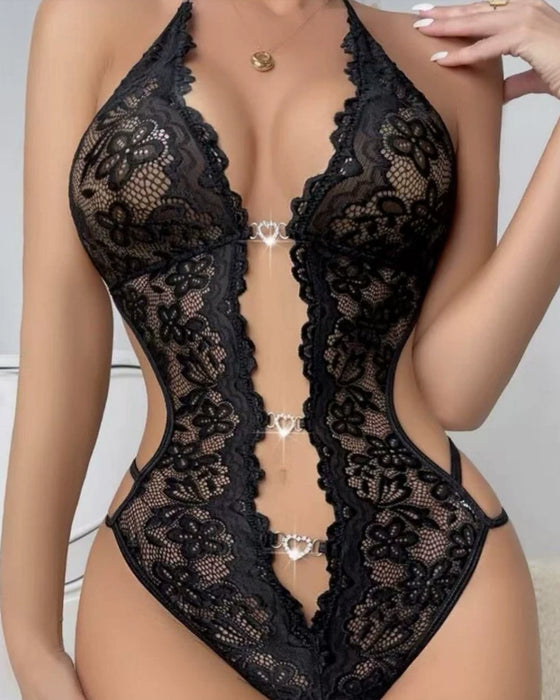 Cropped Lace Hollow Jumpsuit