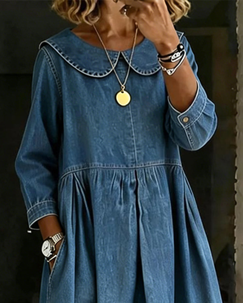 Long Sleeve Lapel Maxi Dress