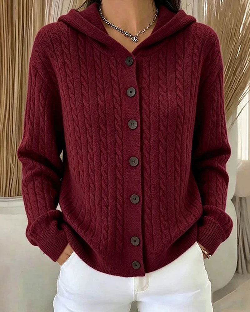 Hooded Open Front Knit Cardigan