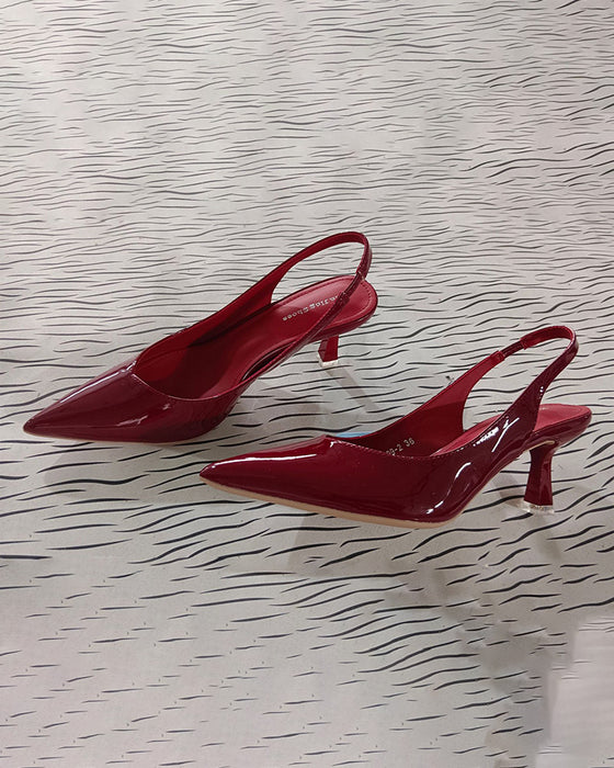 Solid color temperament pointed high heels