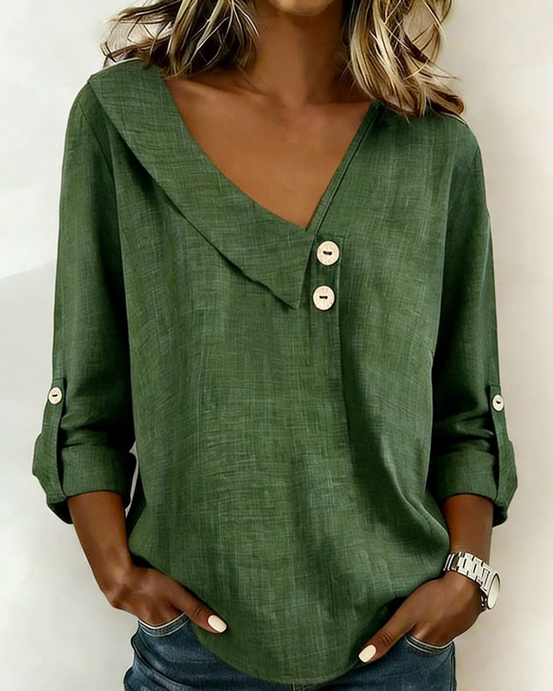 Solid Color Irregular Neckline Top