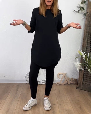 Mid-Length Top Mit Crew Neck