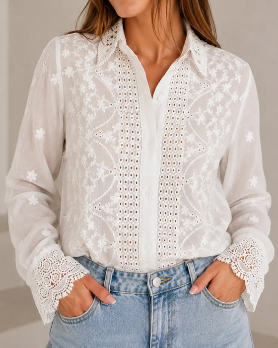 Lapel Cutout Detail Blouse