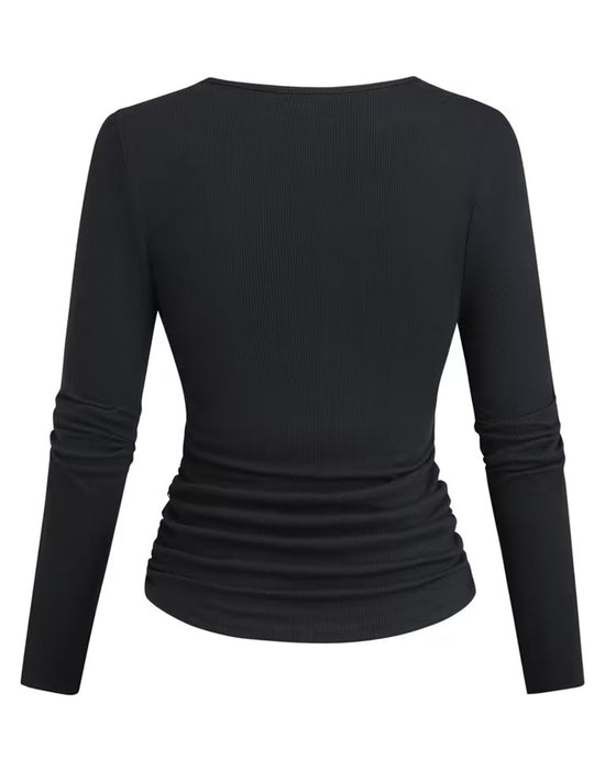 Stylish U-Neck Fitted Blouse