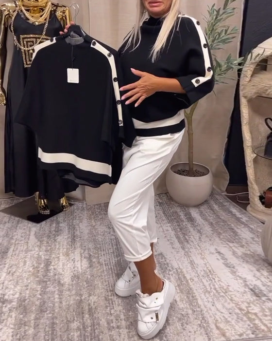 Colorblock button-down sweater