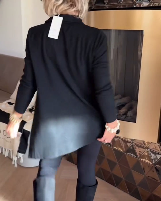 Irregular Lapel Long-Sleeved Top