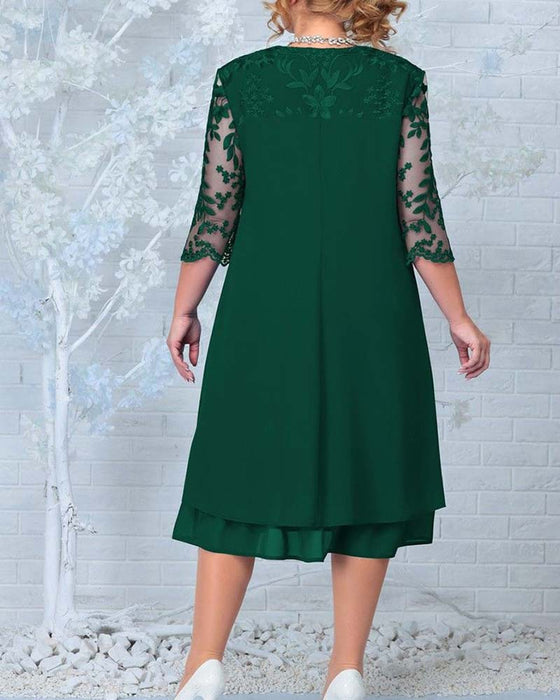 Casual Loose Embroidered Chiffon Dress