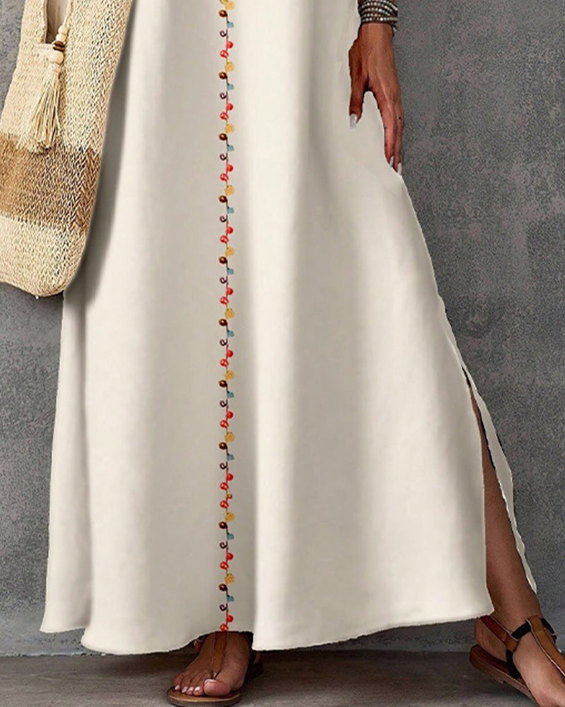 Ethnic Style Print Sleeveless Slit Long Dress