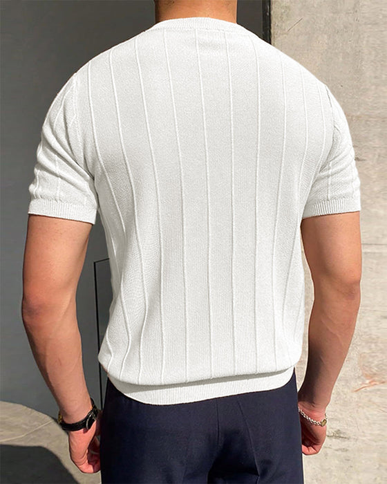 Men's Crew Neck Short Sleeve Breathable Knitted T-Shirt