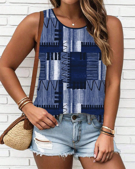 Sleeveless Vintage Print Tank Top
