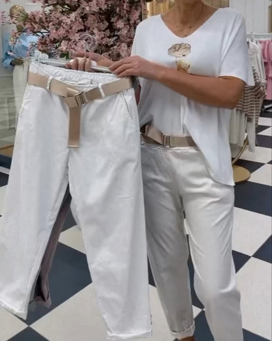 White casual pants