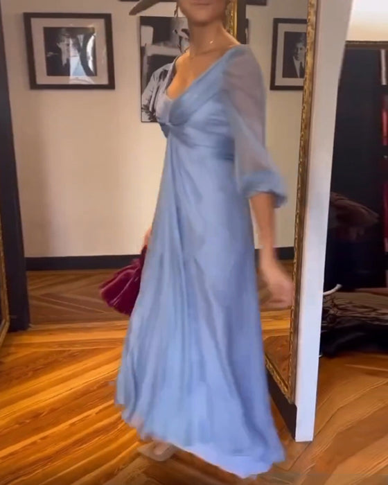 Solid color low cut waist dress