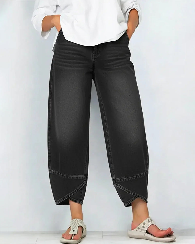 Denim Patchwork Casual Pants