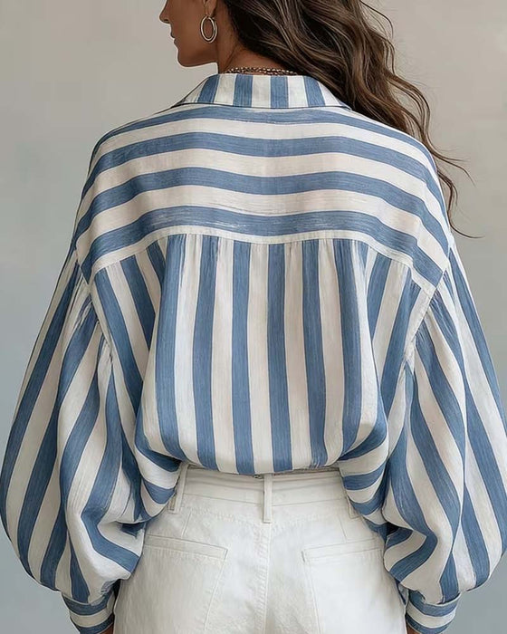 Watercolor Stripe Loose Blouse