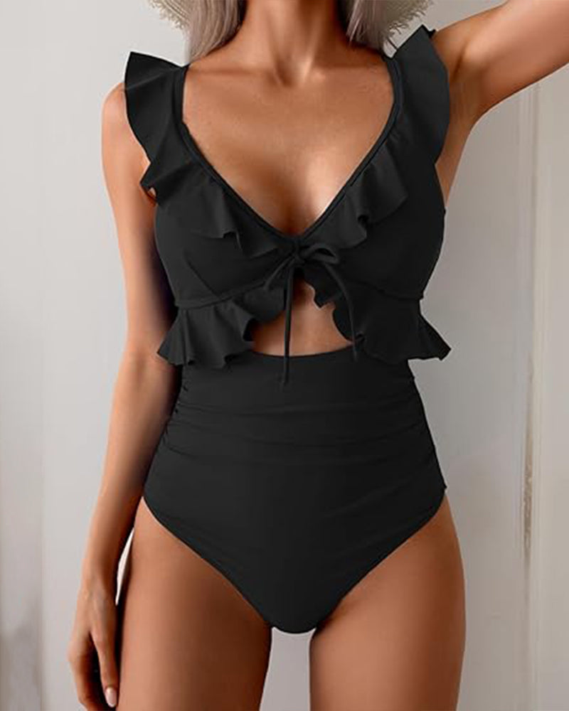 Ruffle Pleated One-Piece