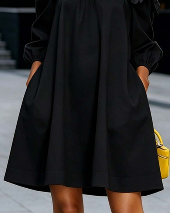 Off-Shoulder Floral Accent Dress