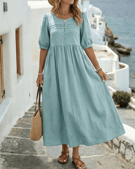 Button Front Pleated Dress