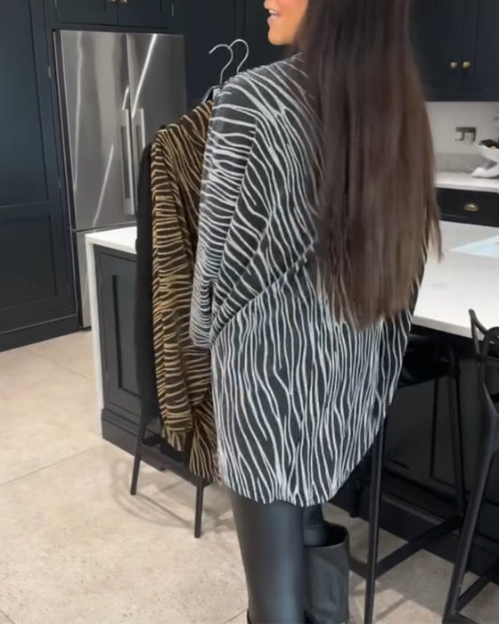 Zebra print long-sleeve blouse