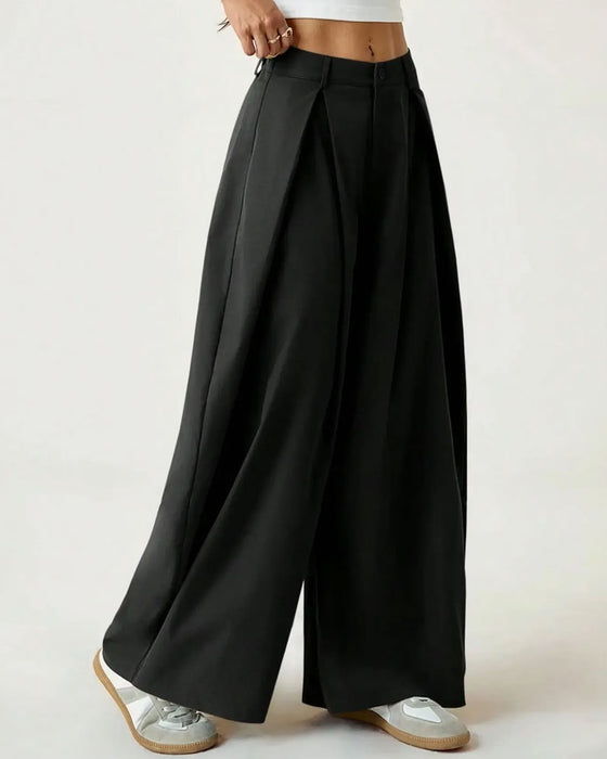 High-Waisted Pleated Wide-Leg Trousers