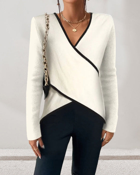 V-neck crossover sweater