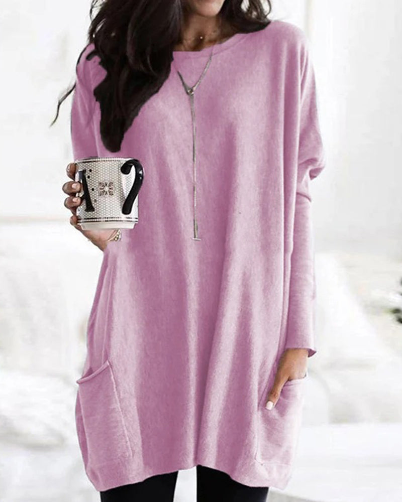 Long Sleeve Casual Pocket T-shirt