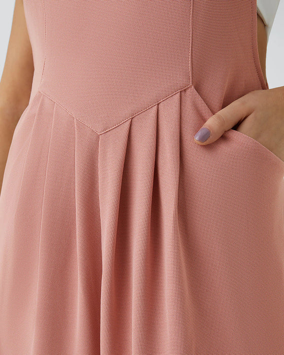 Solid Color Pleated Jumpsuit