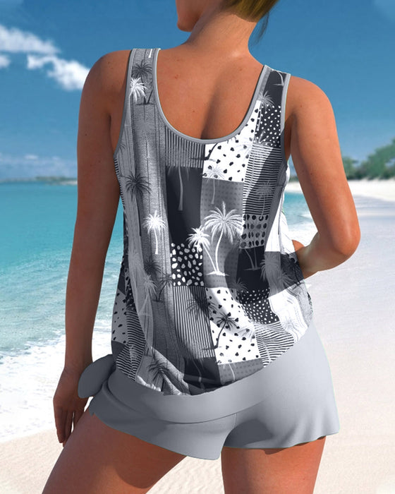 Coconut print tankini swimsuit set