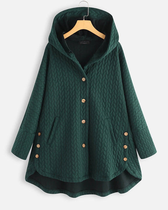 Hooded solid color loose coat