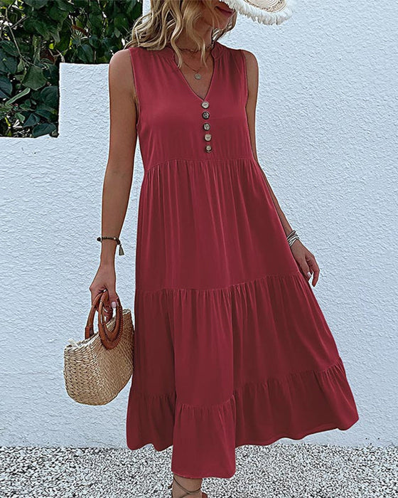 Solid color sleeveless casual dress