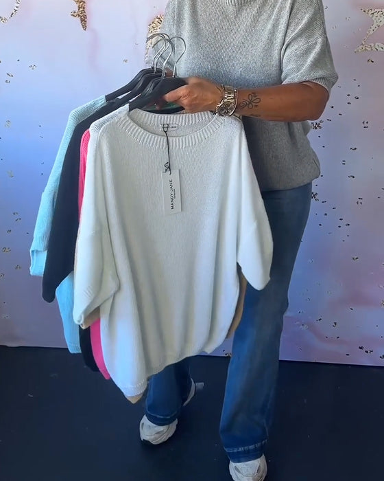 Casual loose solid color round neck pullover